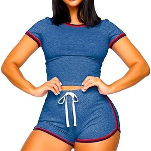 Womens Casual 2 Piece Short Sleeve Outfit